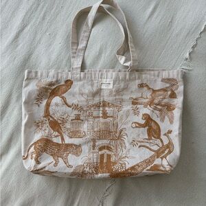 Sézane Jungle Animal Print Beige Tote